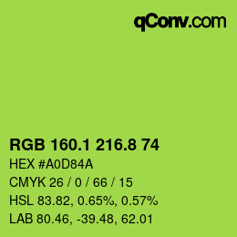 カラーコード: RGB 160.1 216.8 74 | qconv.com