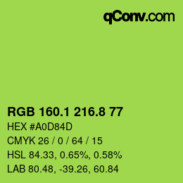 カラーコード: RGB 160.1 216.8 77 | qconv.com