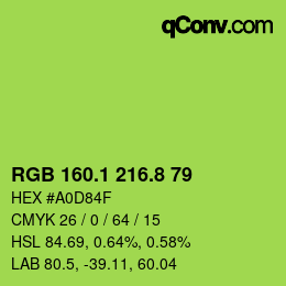 カラーコード: RGB 160.1 216.8 79 | qconv.com