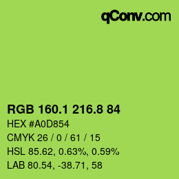 カラーコード: RGB 160.1 216.8 84 | qconv.com