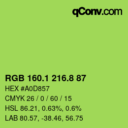カラーコード: RGB 160.1 216.8 87 | qconv.com
