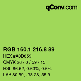 カラーコード: RGB 160.1 216.8 89 | qconv.com