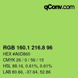 カラーコード: RGB 160.1 216.8 96 | qconv.com