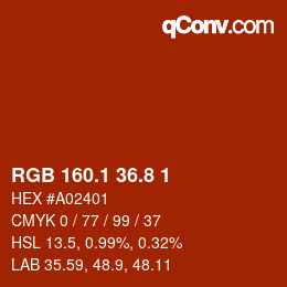 カラーコード: RGB 160.1 36.8 1 | qconv.com