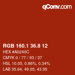 カラーコード: RGB 160.1 36.8 12 | qconv.com