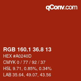 Color code: RGB 160.1 36.8 13 | qconv.com