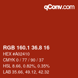 カラーコード: RGB 160.1 36.8 16 | qconv.com