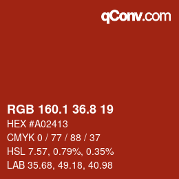 Color code: RGB 160.1 36.8 19 | qconv.com