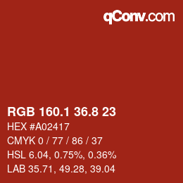 Color code: RGB 160.1 36.8 23 | qconv.com