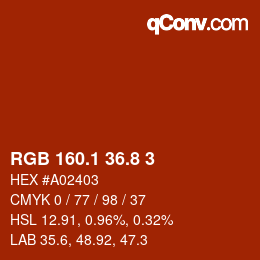 Color code: RGB 160.1 36.8 3 | qconv.com