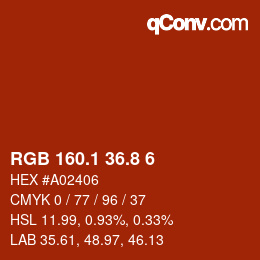 カラーコード: RGB 160.1 36.8 6 | qconv.com