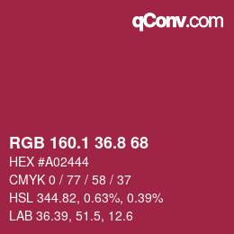 カラーコード: RGB 160.1 36.8 68 | qconv.com