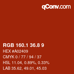 Color code: RGB 160.1 36.8 9 | qconv.com