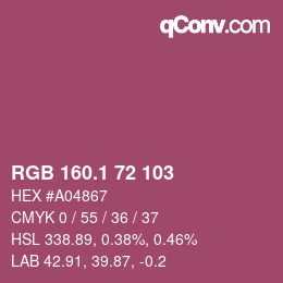 カラーコード: RGB 160.1 72 103 | qconv.com