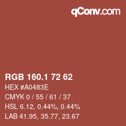 カラーコード: RGB 160.1 72 62 | qconv.com