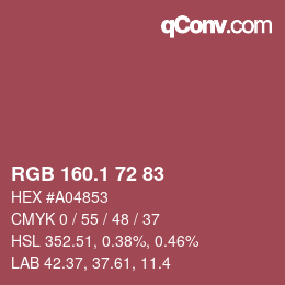 カラーコード: RGB 160.1 72 83 | qconv.com