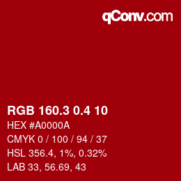 カラーコード: RGB 160.3 0.4 10 | qconv.com