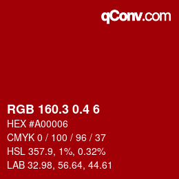 カラーコード: RGB 160.3 0.4 6 | qconv.com