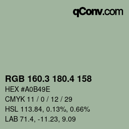 カラーコード: RGB 160.3 180.4 158 | qconv.com