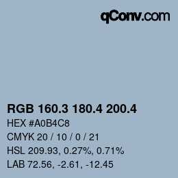 カラーコード: RGB 160.3 180.4 200.4 | qconv.com