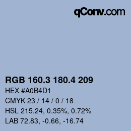 カラーコード: RGB 160.3 180.4 209 | qconv.com
