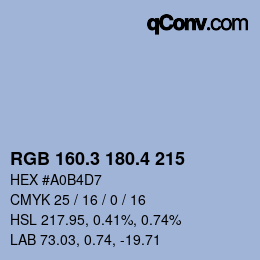 カラーコード: RGB 160.3 180.4 215 | qconv.com