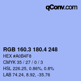 カラーコード: RGB 160.3 180.4 248 | qconv.com