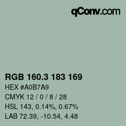 カラーコード: RGB 160.3 183 169 | qconv.com