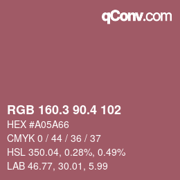 カラーコード: RGB 160.3 90.4 102 | qconv.com