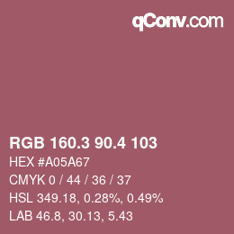 カラーコード: RGB 160.3 90.4 103 | qconv.com
