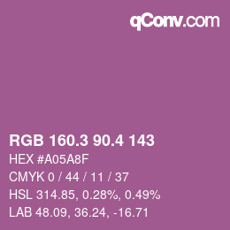 カラーコード: RGB 160.3 90.4 143 | qconv.com