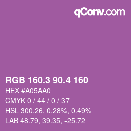 カラーコード: RGB 160.3 90.4 160 | qconv.com
