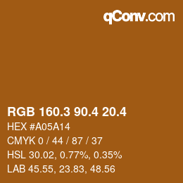 カラーコード: RGB 160.3 90.4 20.4 | qconv.com
