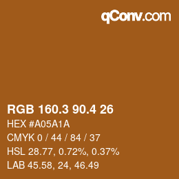 カラーコード: RGB 160.3 90.4 26 | qconv.com