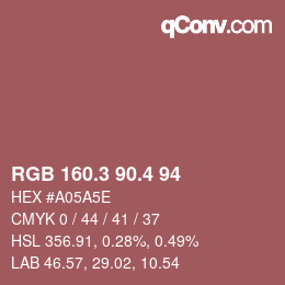 カラーコード: RGB 160.3 90.4 94 | qconv.com