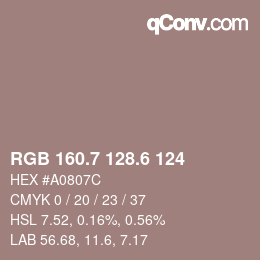 カラーコード: RGB 160.7 128.6 124 | qconv.com
