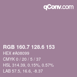 カラーコード: RGB 160.7 128.6 153 | qconv.com