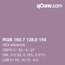 カラーコード: RGB 160.7 128.6 154 | qconv.com