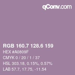 カラーコード: RGB 160.7 128.6 159 | qconv.com