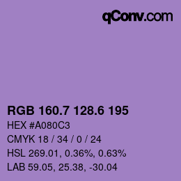 カラーコード: RGB 160.7 128.6 195 | qconv.com