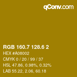 カラーコード: RGB 160.7 128.6 2 | qconv.com