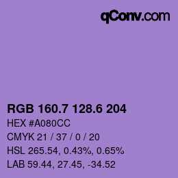 カラーコード: RGB 160.7 128.6 204 | qconv.com