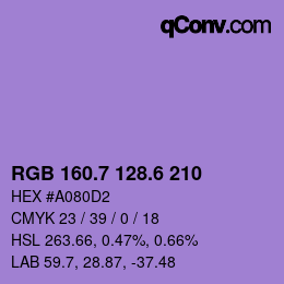 カラーコード: RGB 160.7 128.6 210 | qconv.com