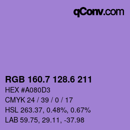カラーコード: RGB 160.7 128.6 211 | qconv.com