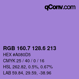 カラーコード: RGB 160.7 128.6 213 | qconv.com