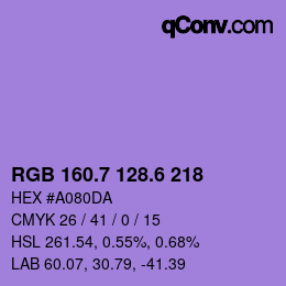 カラーコード: RGB 160.7 128.6 218 | qconv.com