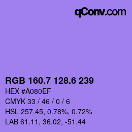カラーコード: RGB 160.7 128.6 239 | qconv.com