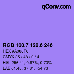 カラーコード: RGB 160.7 128.6 246 | qconv.com
