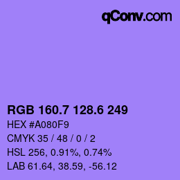 カラーコード: RGB 160.7 128.6 249 | qconv.com