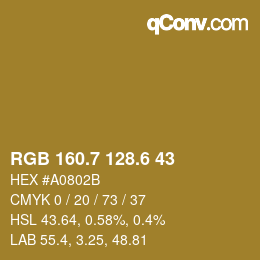 カラーコード: RGB 160.7 128.6 43 | qconv.com